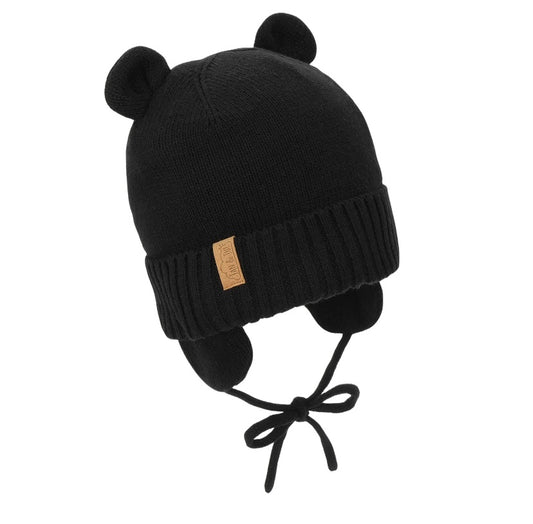 Tuque d’hiver - Ours - Noir-  3 mois à 5 ans