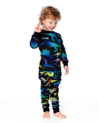Pyjama Deux Pièces Noir Imprimé Dinosaures En Coton Biologique H20PB10-064 - 2 à 10 ans