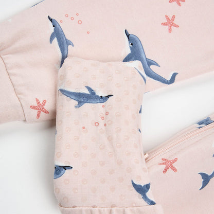 Pyjama convertible en coton organique - Dauphins - Nouveau-né à 24 mois
