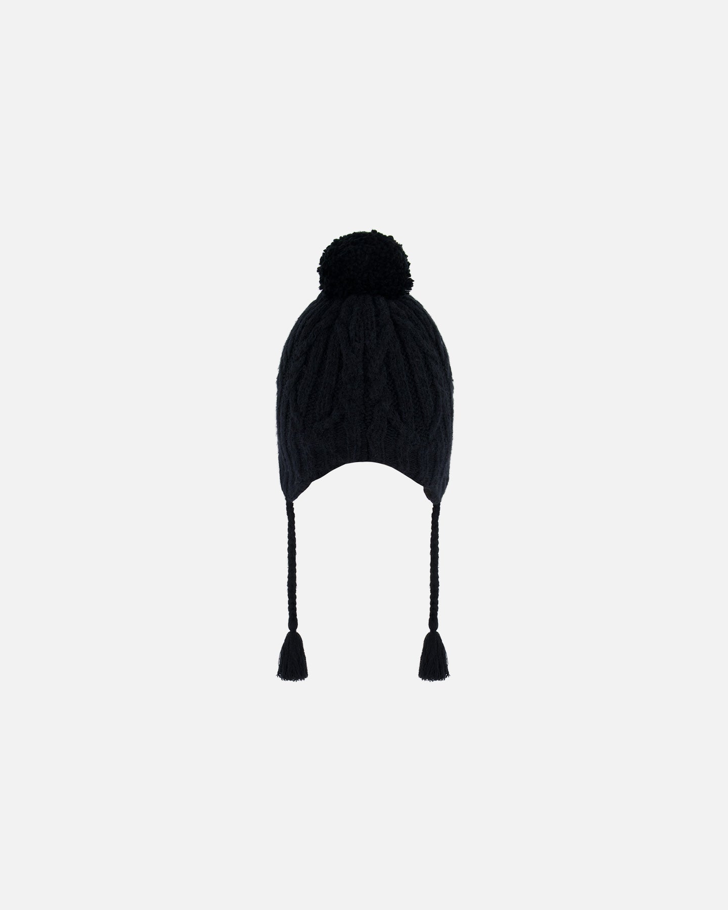 Tuque d’hiver en tricot avec oreille - Noir - G10XT1-999  2/4  à 5/8 ans