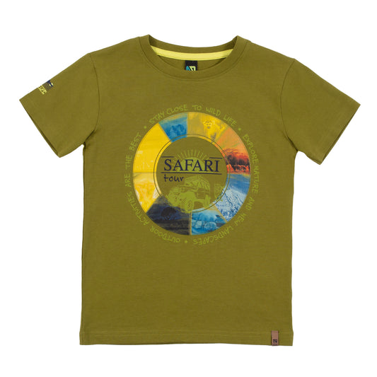 T-shirt vert - Allons en safari - S2407-07 - 2 à 10 ans