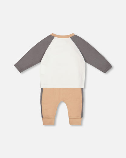 Ensemble chandail et pantalon en coton organique - Maman ours et bébé ours - G20C11-145 - 3 à 24 mois