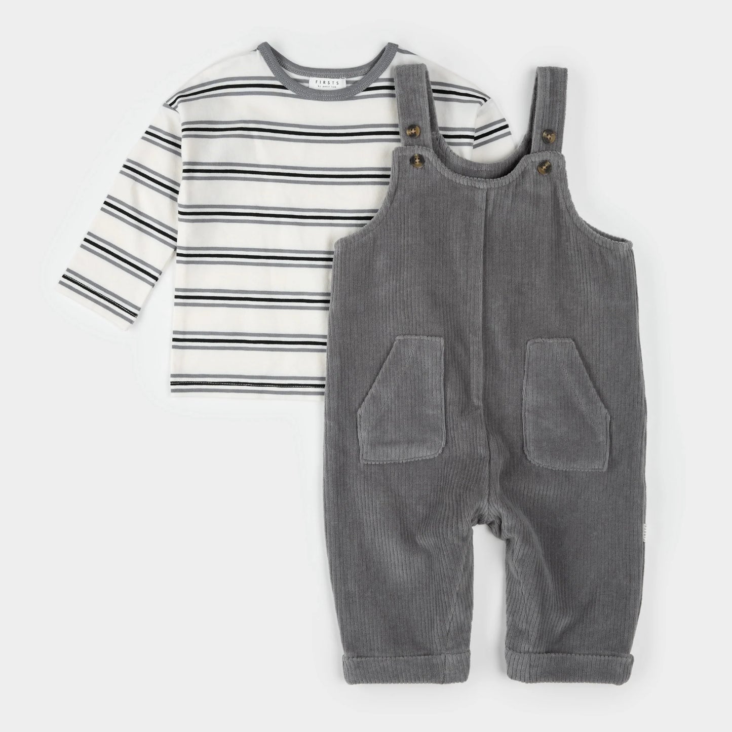 Ensemble 2 pièces Chandail et salopette - Gris - 3 à 24 mois