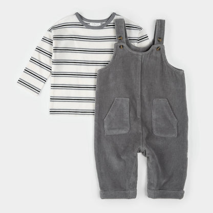 Ensemble 2 pièces Chandail et salopette - Gris - 3 à 24 mois