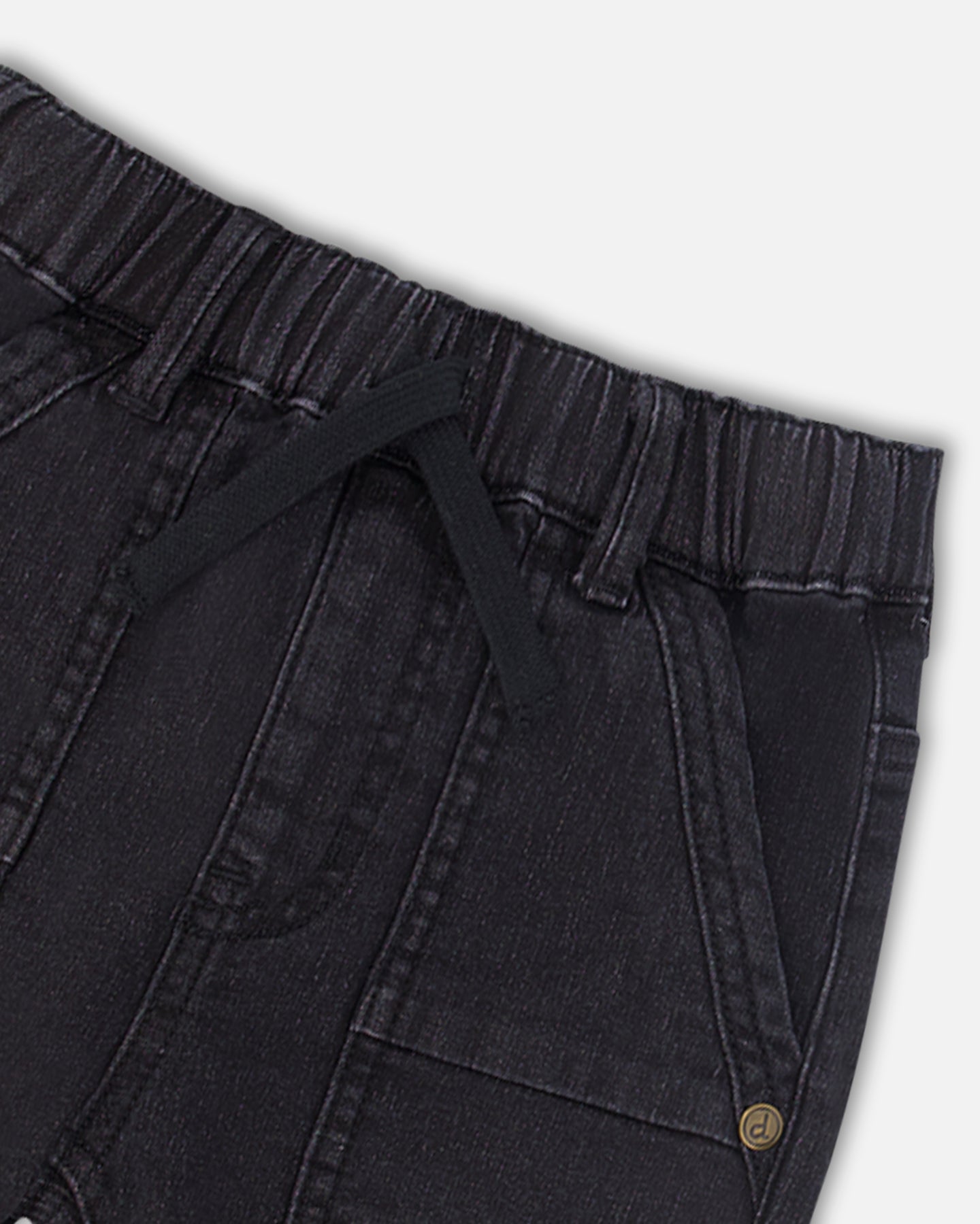 Culotte courte en denim extensible - Texturé noir-  F30YB25-124 - 2 à 12 ans