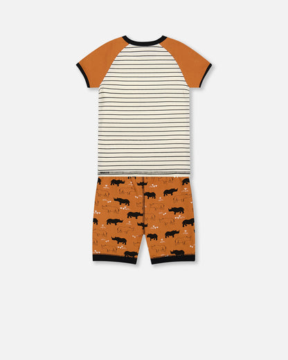 Pyjama 2 pièces court  «Rinoceros» en coton organique F30PB10-059 - 2 à 12 ans
