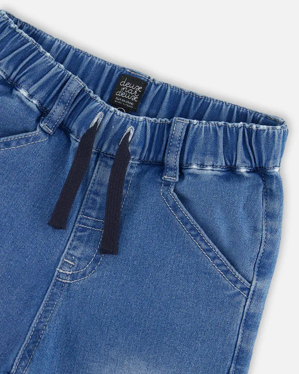 Pantalon jogger en denim pâle extensible - Essentiels - G20YB24-125 - 12 à 24 mois