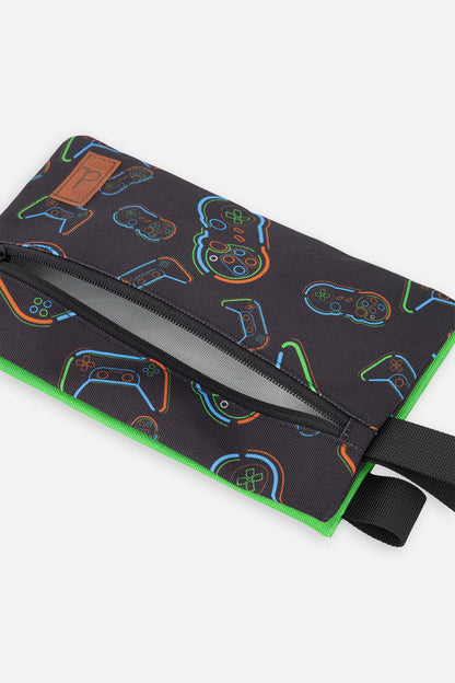 Trousse à crayon noir imprimé manettes - J20ZEC_2J090