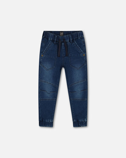 Jogger en denim extensible - Bleu denim-  F30YB24-123 - 2 à 12 ans