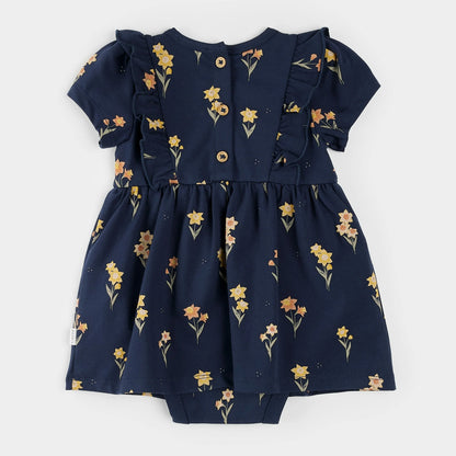 Robe imprimé de jonquilles - Marine - 3 à 24 mois