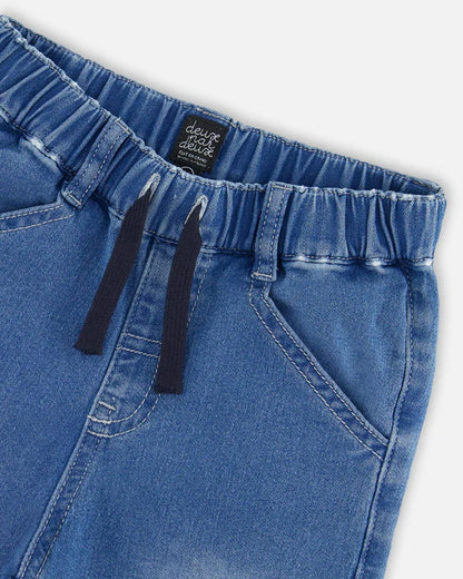 Pantalon jogger en denim pâle extensible - Essentiels - G20YB24-125 - 2 à 12 ans