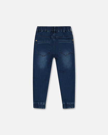 Jogger en denim extensible - Bleu denim-  F30YB24-123 - 2 à 12 ans