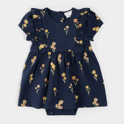 Robe imprimé de jonquilles - Marine - 3 à 24 mois