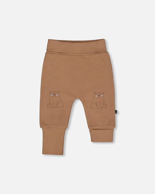 Pantalon Évolutif Brun Avec Ours En Coton Biologique   - H20C70-052 - 3 à 24 mois