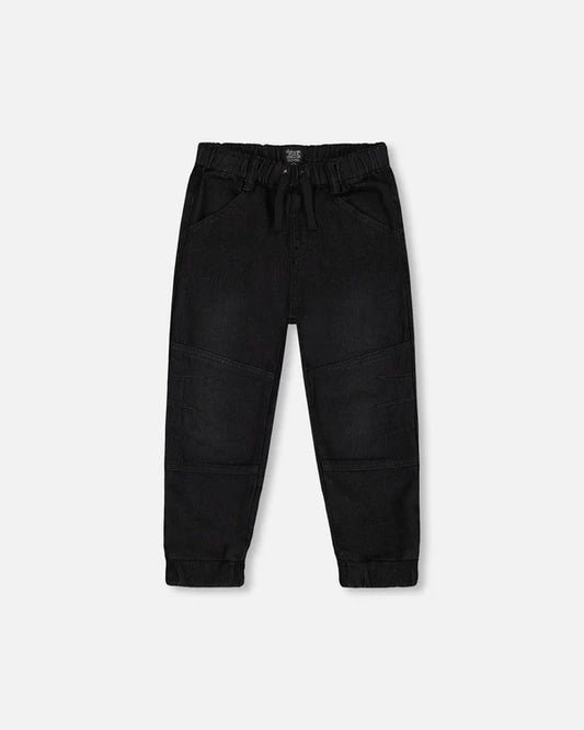 Pantalon jogger en twill noir extensible - Essentiels - G20YB21-999 - 2 à 12 ans