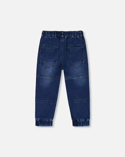 Pantalon jogger en denim foncé extensible - Essentiels - G20YB24-123 - 12 à 24 mois