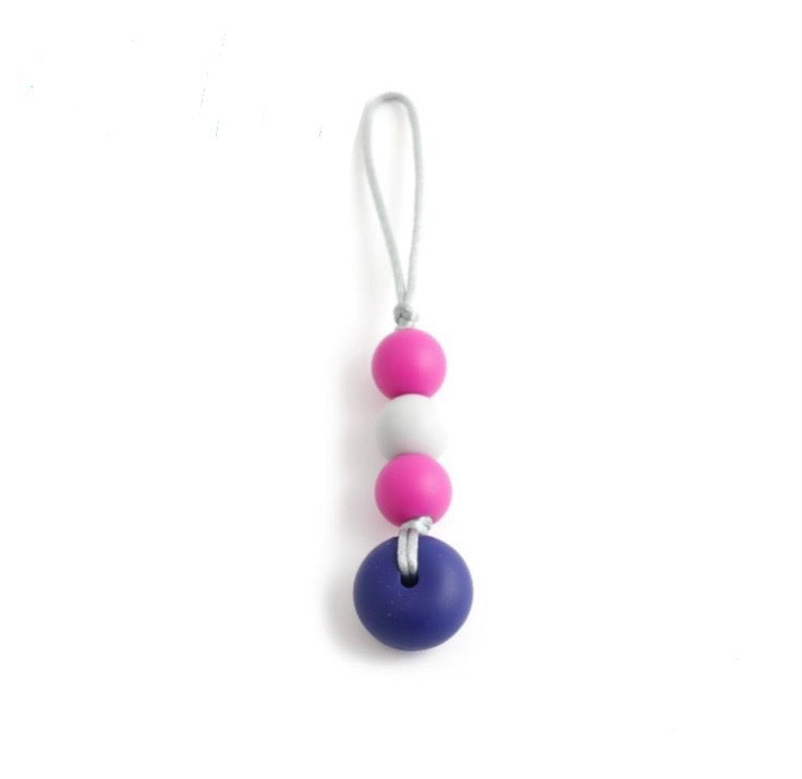 Zip- Bulle À mordiller - Fushia, gris pâle et marine