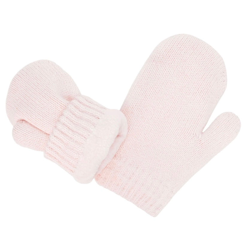 Mitaine en tricot - Rose pâle -  3 mois à 5 ans