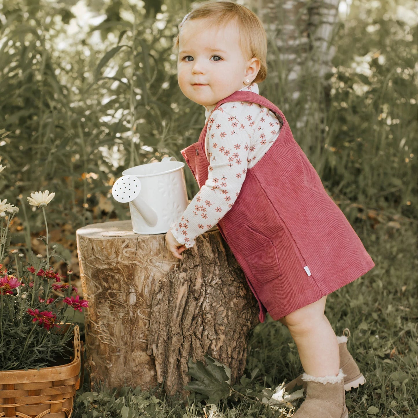 Ensemble Robe en corduroy « Jardins floral » - 3 à 24M