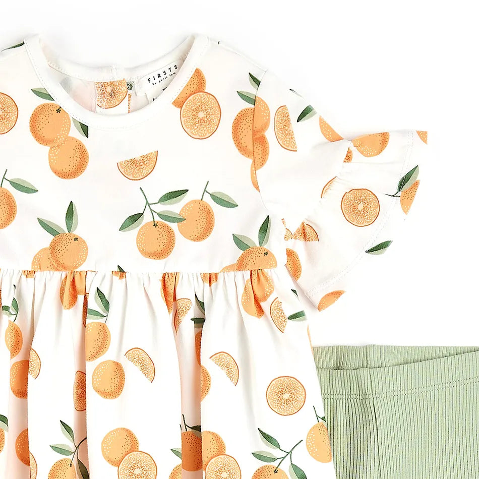 Ensemble robe et legging imprimé d’oranges - 3 à 24 mois