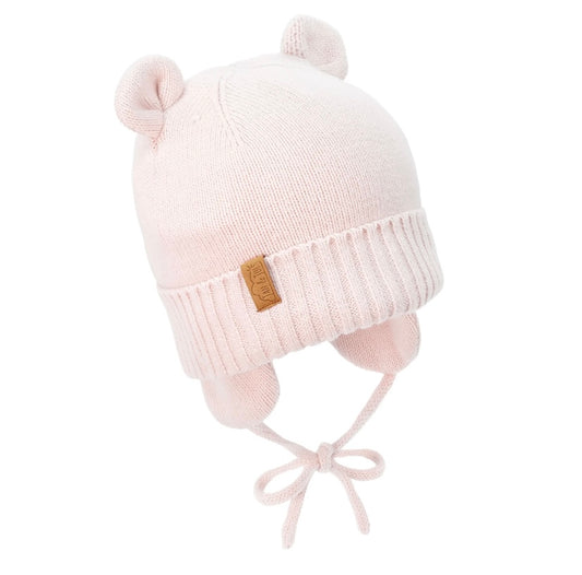 Tuque d’hiver - Ours - Rose pâle -  3 mois à 5 ans