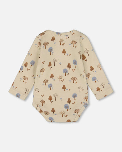 Cache-Couche Beige Imprimé Arbres En Coton Biologique - H20C70-052 - 3 à 24 mois