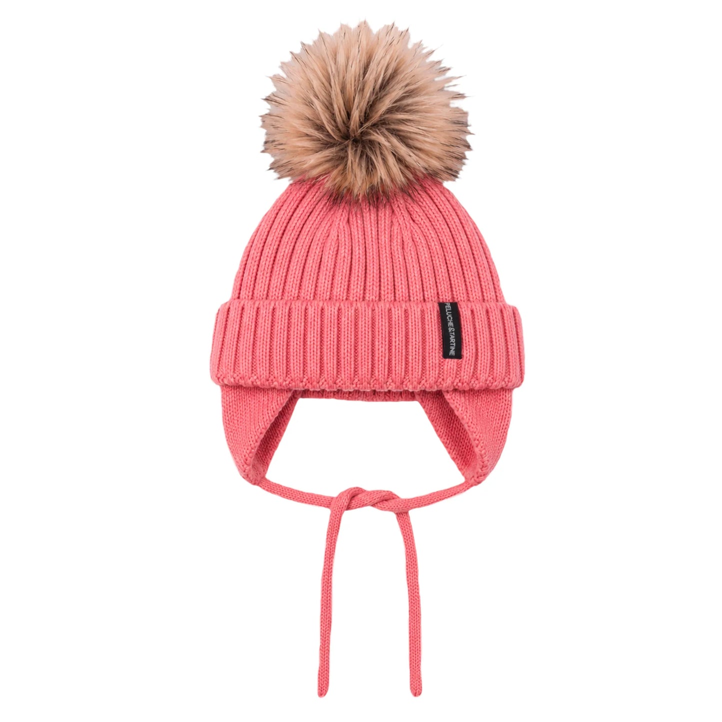 Tuque d’hiver en tricot avec oreilles F26ACC50 - Quartz pêche - 2 à 8 ans