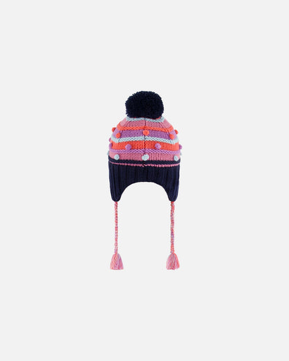 Tuque d’hiver en tricot avec oreille - Rayures - G10ZI02-000 - 2/4  à 5/8 ans