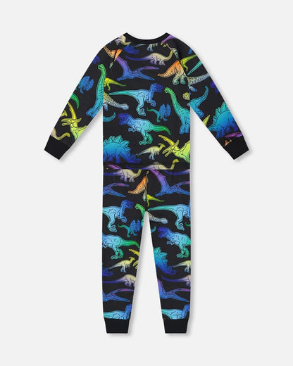 Pyjama Deux Pièces Noir Imprimé Dinosaures En Coton Biologique H20PB10-064 - 2 à 10 ans