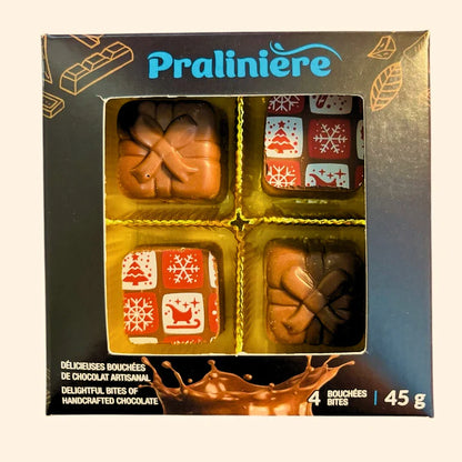 Boite de chocolats au lait - 4 bouchées de Noël