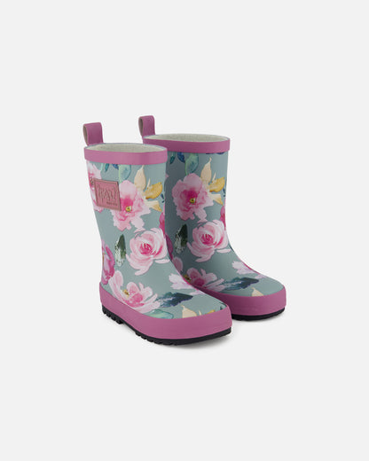 Bottes de pluie F30WB10-003 - Roses aquarelle- 4E à 2J