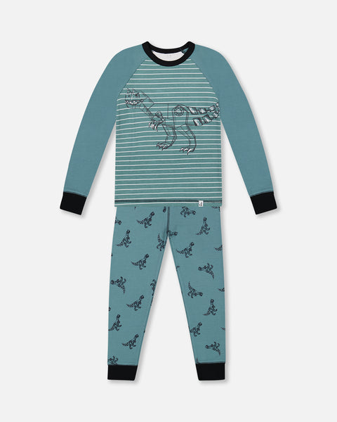 Pyjama 2 pièces «Dinosaures mécaniques» en coton organique F30PB14-063 - 2 à 12 ans