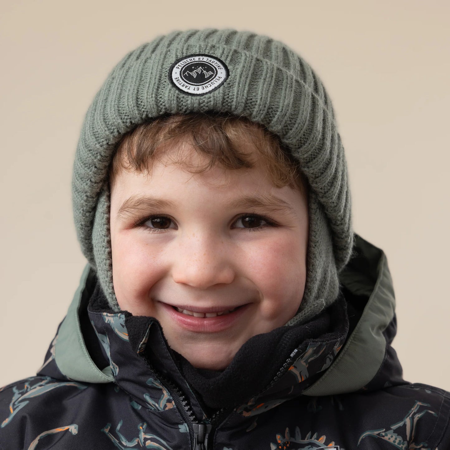 Tuque d’hiver en tricot avec oreilles F26ACC15 - Sauge - 2 à 8 ans