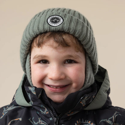 Tuque d’hiver en tricot avec oreilles F26ACC15 - Sauge - 2 à 8 ans