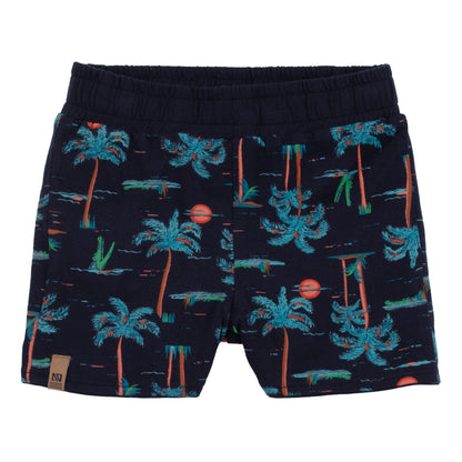 Culotte courtes reversible marine/imprimé - Un été à la piscine - S2453-03 - 6 à 24 mois