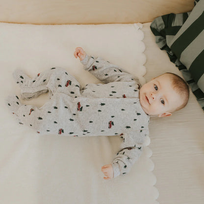 Dormeuse à pieds en velours - Gris - Nouveau-né à 24 mois