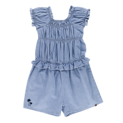 Romper en denim - Vacances à la mer - S2602-13 - 2 à 10 ans