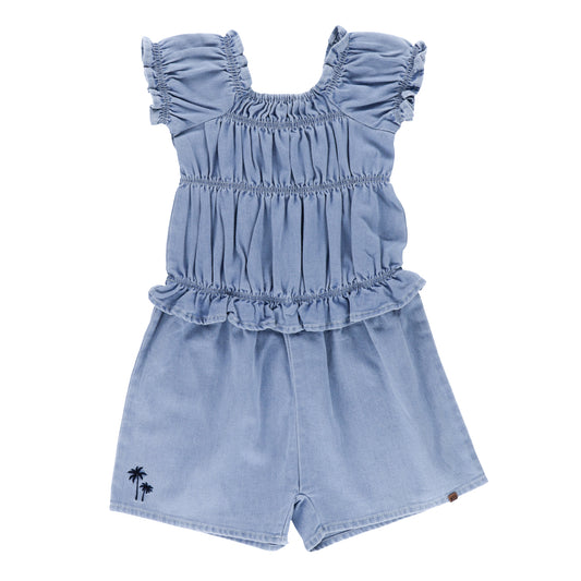 Romper en denim - Vacances à la mer - S2602-13 - 2 à 10 ans