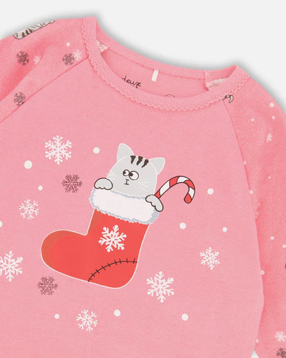 Pyjama Deux Pièces Rose Imprimé Chats En Coton Biologique H20PG10-040 - 2 à 10 ans