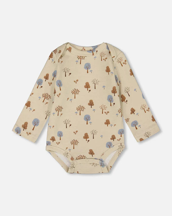 Cache-Couche Beige Imprimé Arbres En Coton Biologique - H20C70-052 - 3 à 24 mois