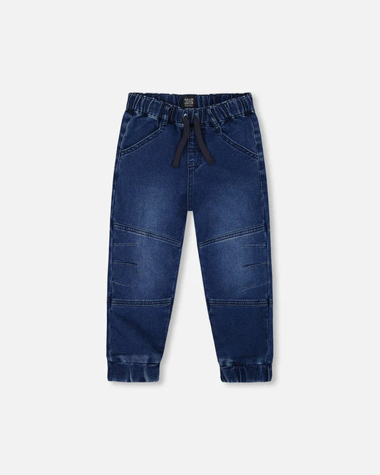 Pantalon jogger en denim foncé extensible - Essentiels - G20YB24-123 - 2 à 12 ans