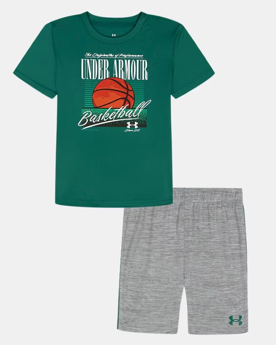 Ensemble t-shirt/short - Vert/Gris - 2 à 7 ans