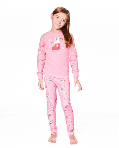 Pyjama Deux Pièces Rose Imprimé Chats En Coton Biologique H20PG10-040 - 2 à 10 ans