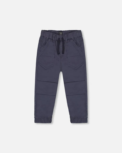 Pantalon jogger en twill gris extensible - Essentiels - G20YB21-963 - 2 à 12 ans