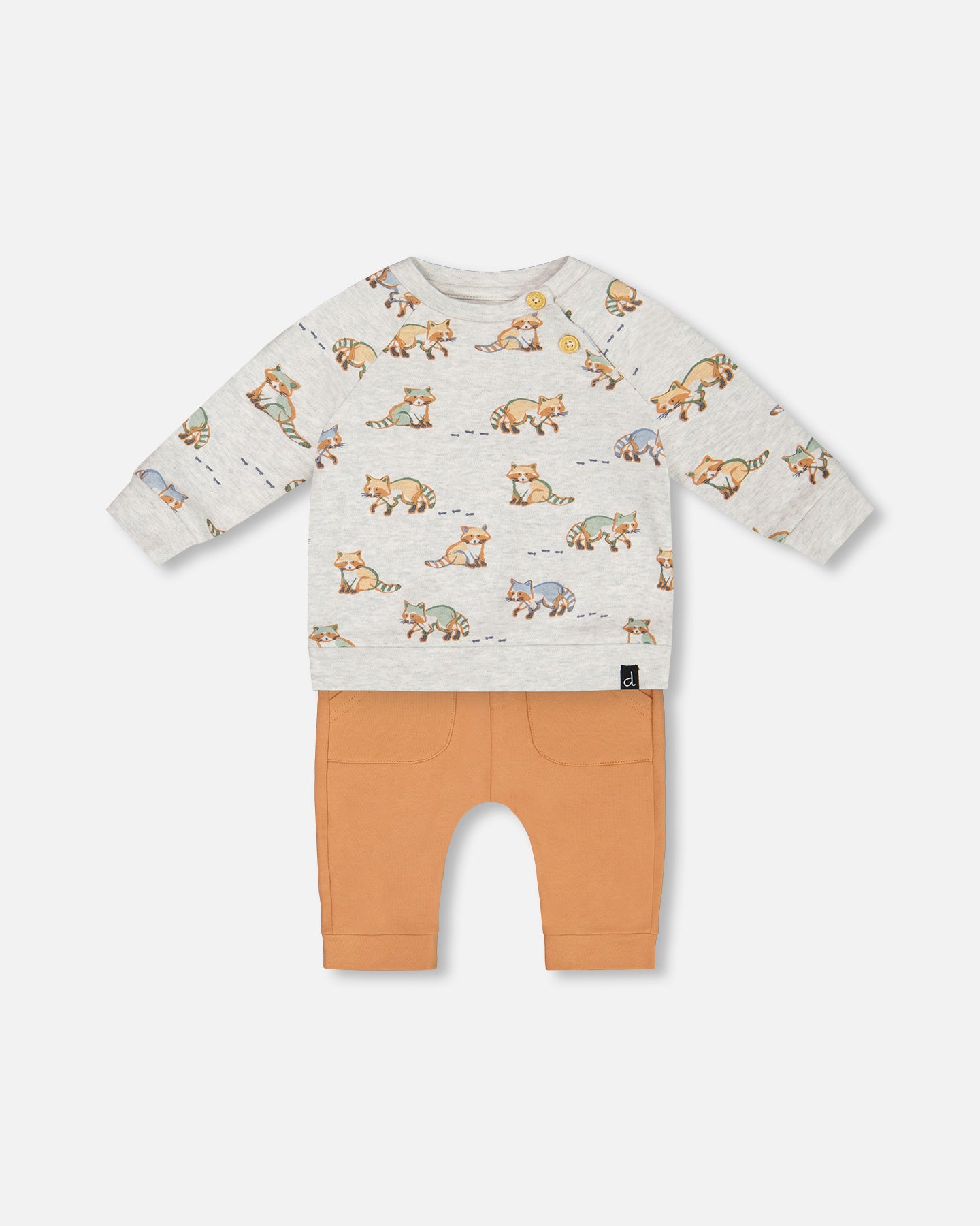 Ensemble chandail et pantalon en coton organique  - Le mignon raton laveur - G20D11-066 - 3 à 24 mois