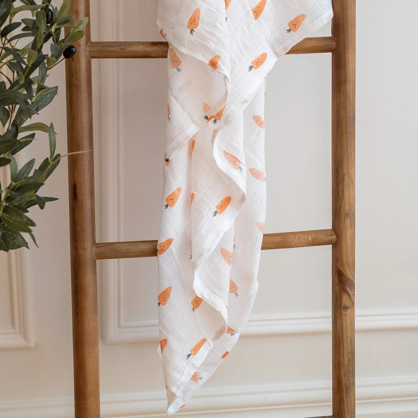 Couverture mousseline de coton unie - Carottes