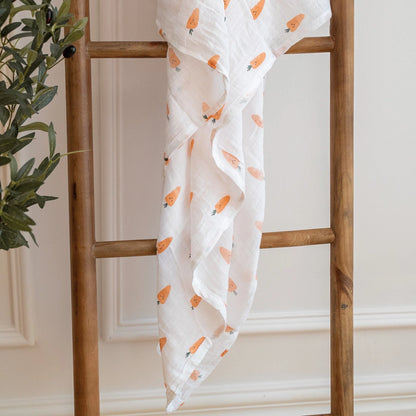 Couverture mousseline de coton unie - Carottes