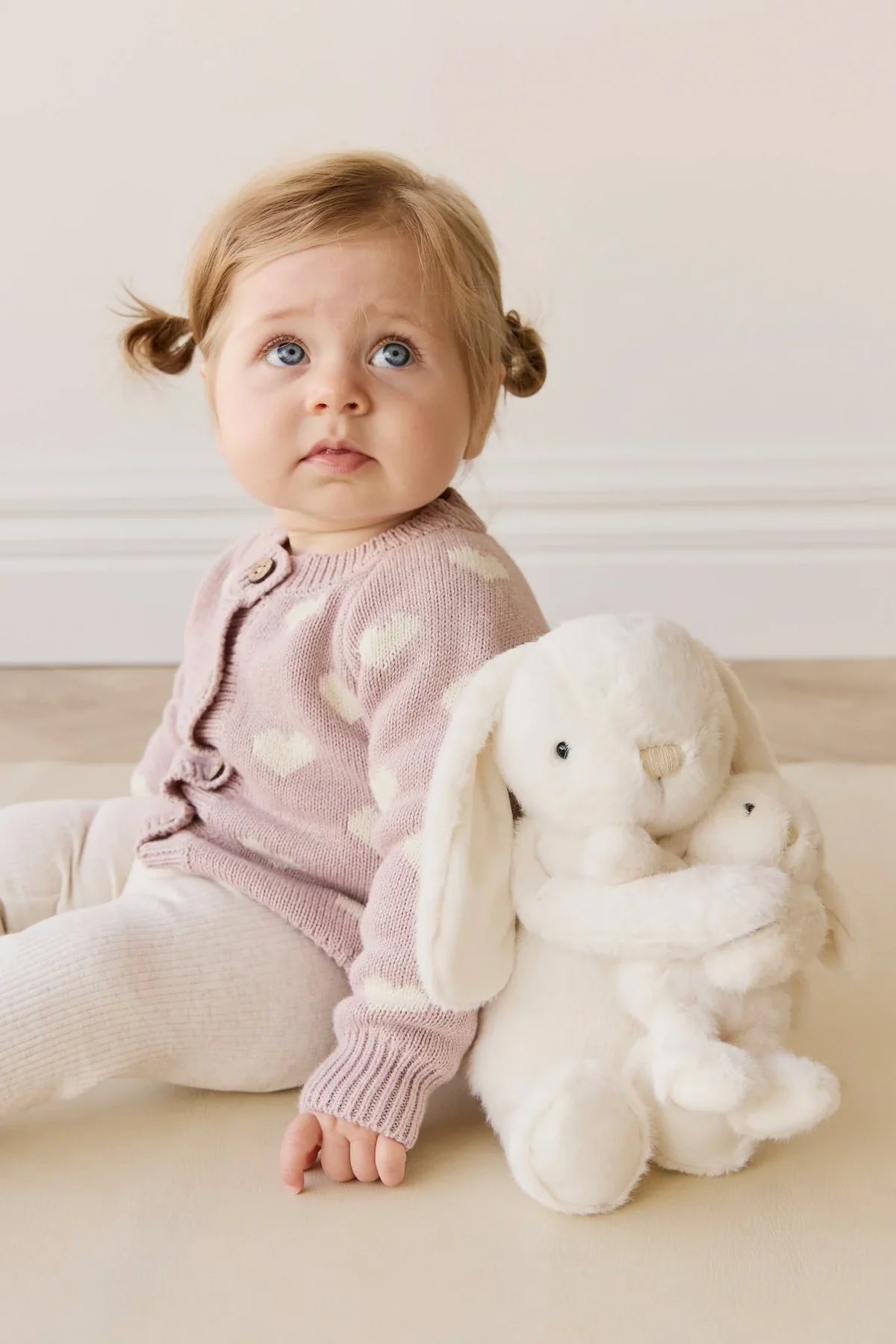 PELUCHE FRANKIE LE LAPIN CÂLIN ET SON BÉBÉ - MARSHMALLOW