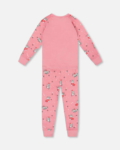 Pyjama Deux Pièces Rose Imprimé Chats En Coton Biologique H20PG10-040 - 2 à 10 ans