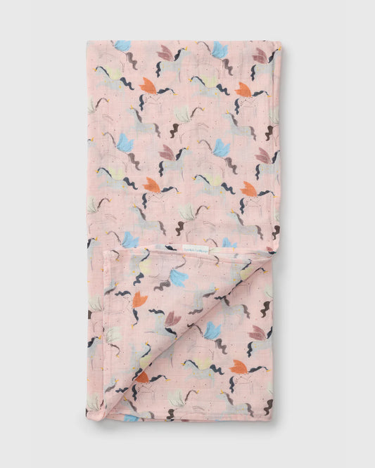 Couverture de mousseline de bambou - Licornes